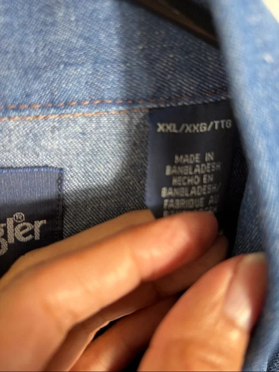 Wrangler Western Denim Shirt Blue Pearl Snap XXL Cowboy Rodeo - Picture 4 of 10